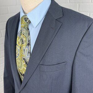 Hugo Boss Blazer Men 42L Blue Pinstripe Classic Career‎ Wool Suit Jacket VTG